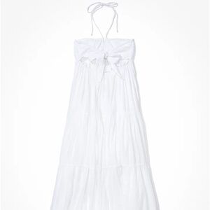 American Eagle White Maxi Halter Neck Dress
